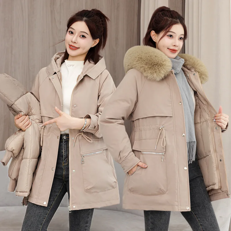PinkyIsBlack New Thick Women's Winter Parkas Jacket Down Cotton Casual Long Coat Removable Liner Warm Hooded Parkas Outwear