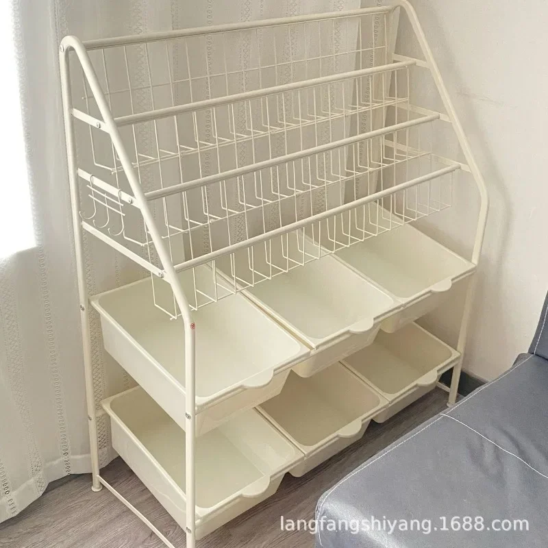 Children's bookshelf shelf Floor-to-ceiling picture book shelf Toys 2-in-1 storage shelf Simple reading area Baby bookcase