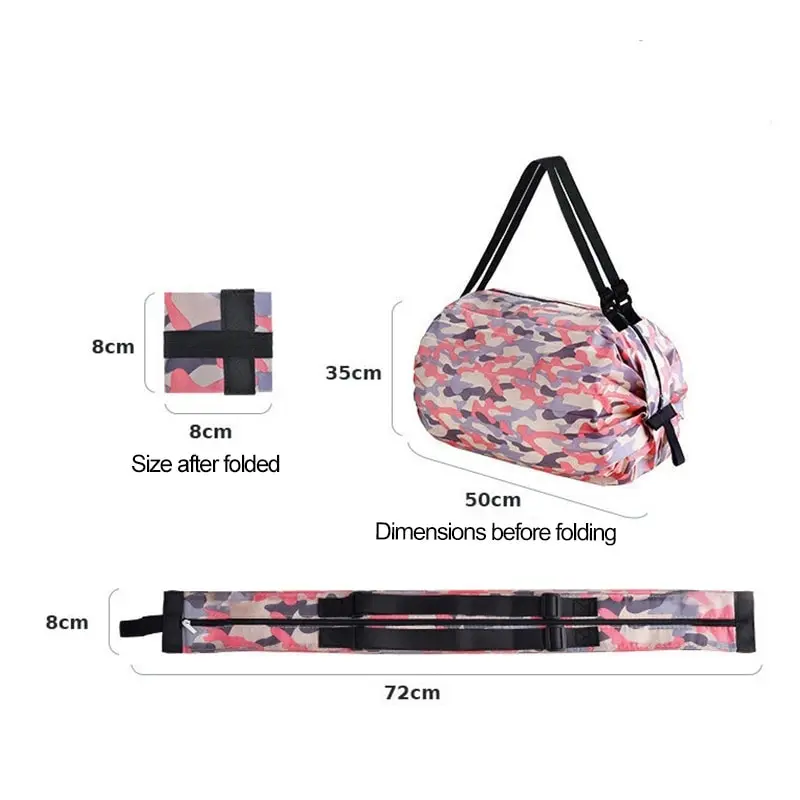 3 Pcs Reusable Shopping Bag Pink Waterproof Foldable Oxford Cloth Travel Beach Bag Supermarket Grocery Portable Storage Bag