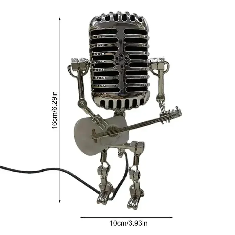 Steampunk lampada da tavolo Standable Vintage microfono chitarra Robot lampadine a LED durevole decorazione del Desktop di casa per Bar ristorante