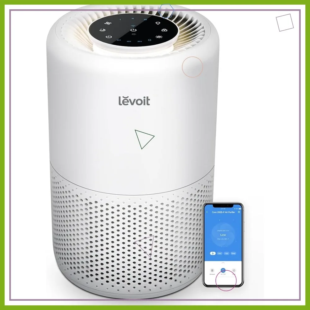 

Умный очиститель воздуха Wi-Fi для домашней спальни, управление Alexa, HEPA-фильтр 3-в-1, тихий режим сна для аллергенных пыли, дыма