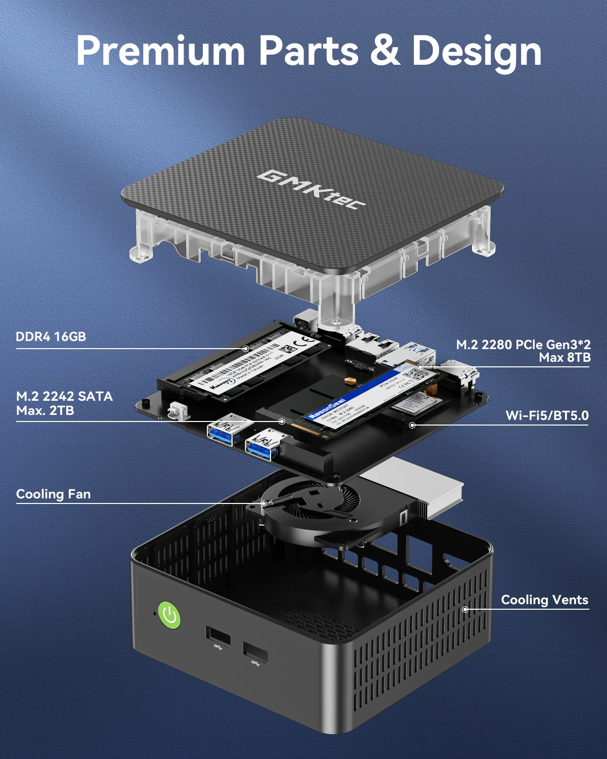 GMKtec G3S Mini PC Intel N95 3.4GHz Dual DDR4 Dual M.2 SSD 4K Dual HDMI WiFi 5 BT5.0 Gigabit LAN Desktop Computer