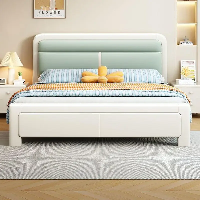 Fabric Master Nordic Double Bed Storage Bedroom Wedding White Double Bed Modern Camas Moderrnas Inteligentes Luxury Furniture