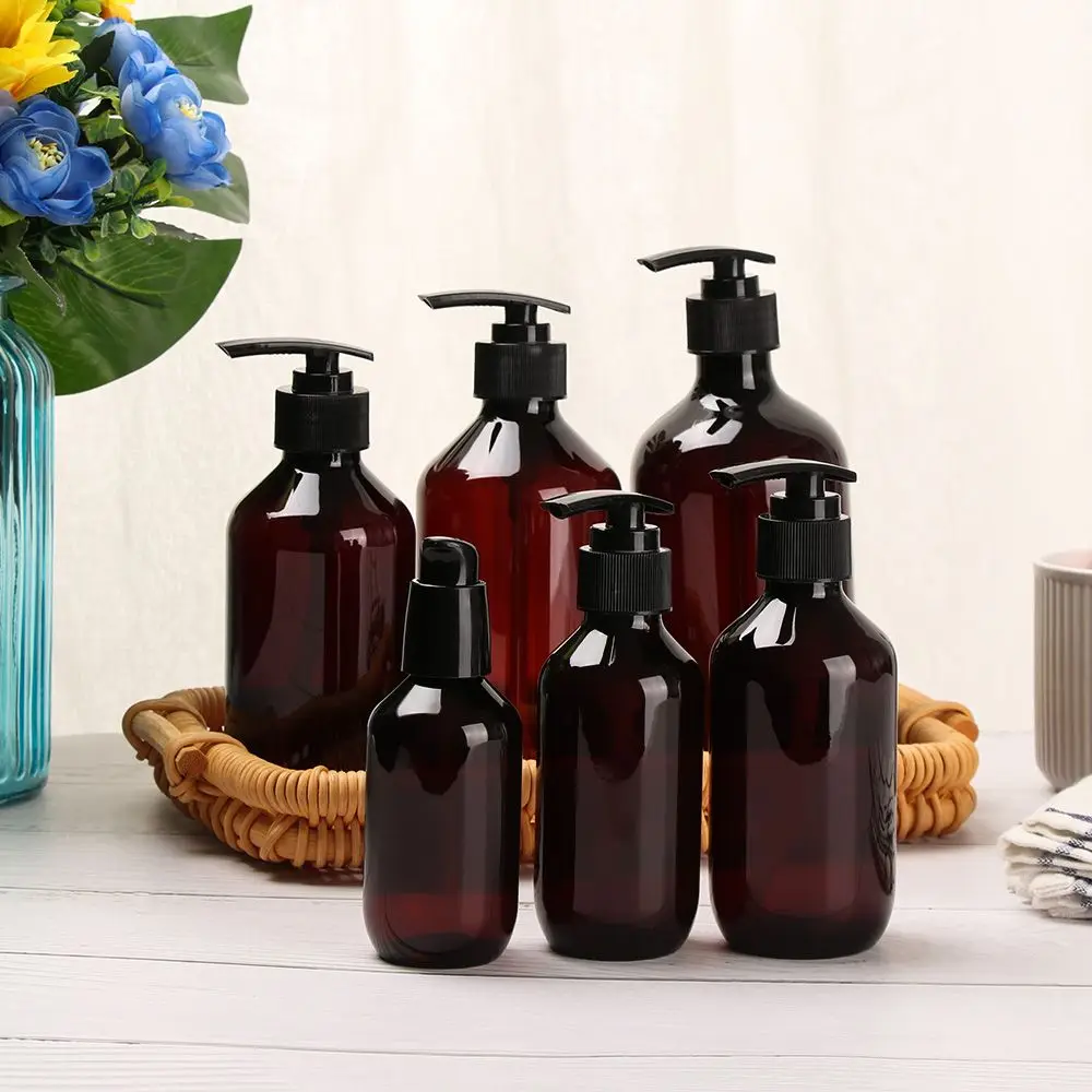 Shampoo Shower Gel Brown Pump Container Hand Sanitizer Soap Dispenser 100ml-500ml Liquid Storage Container Home Bath Supplies