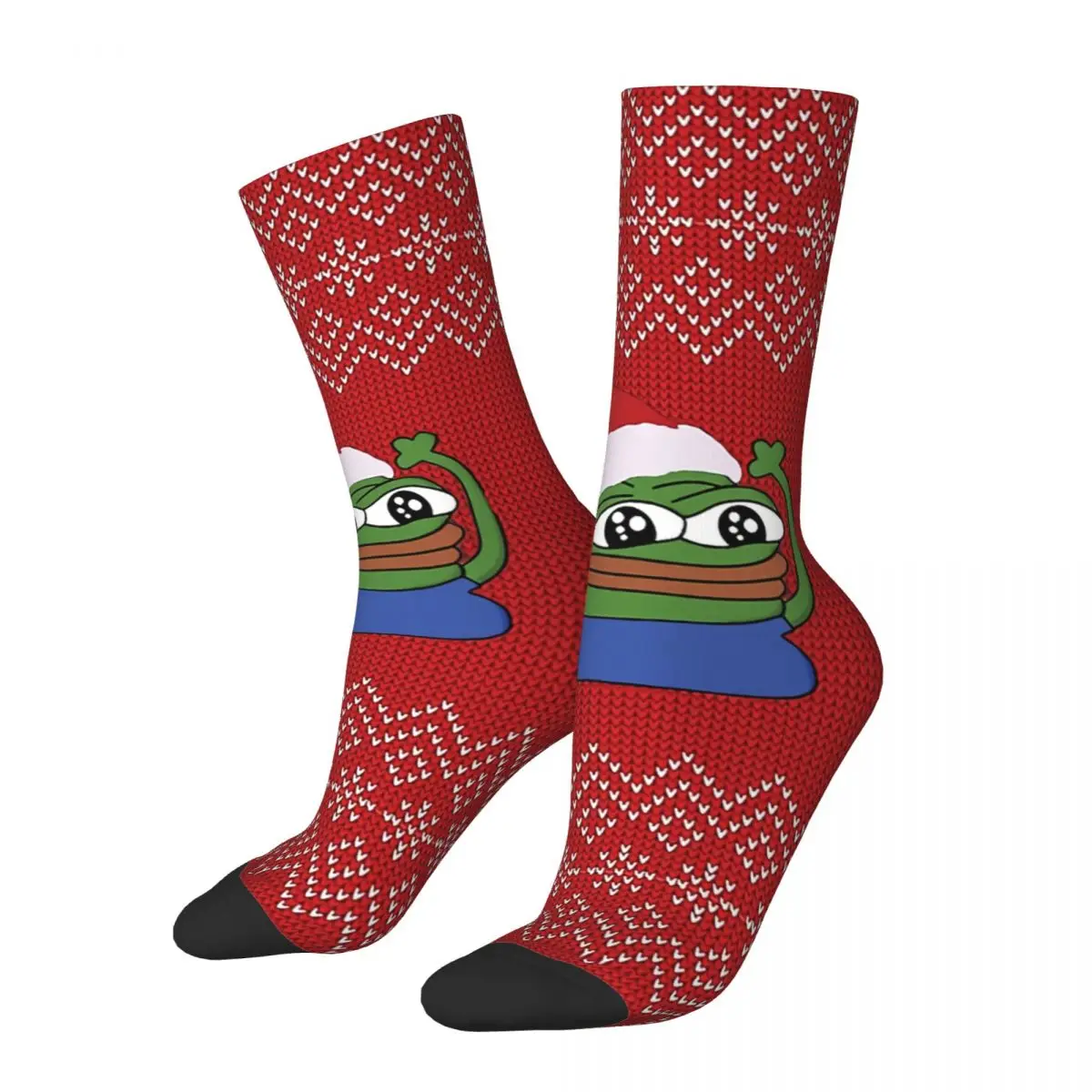 Funny Men's Socks Christmas Vintage Pepe The Frog Hip Hop Novelty Crew Sock Gift Pattern Printed