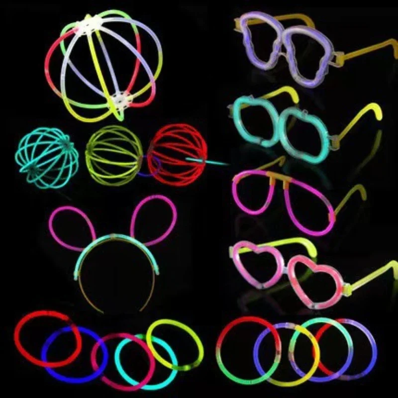 100Pcs 20cm Glow Sticks DIY Concert Stage Show Fluorescent Prop Creative Night Glow Bracelets