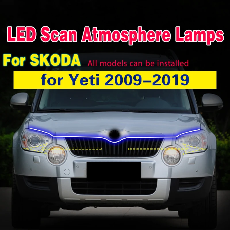 Car LED Daytime Running Light For Skoda Yeti 2009-2019 Headlight DRL Scan Starting Light Strip Waterproof Flexible Running Light