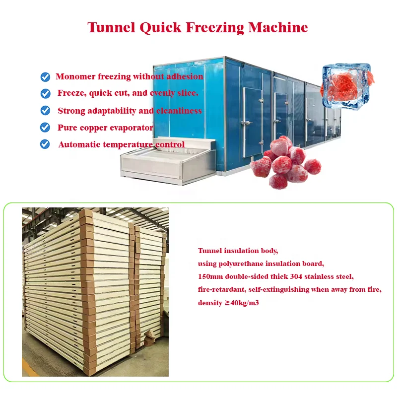 Frozen Food Restaurant Industry Automatic Blast Iqf Freezing Tunnel PLC Controlled 380V 100KW Multiple Doors High Customized