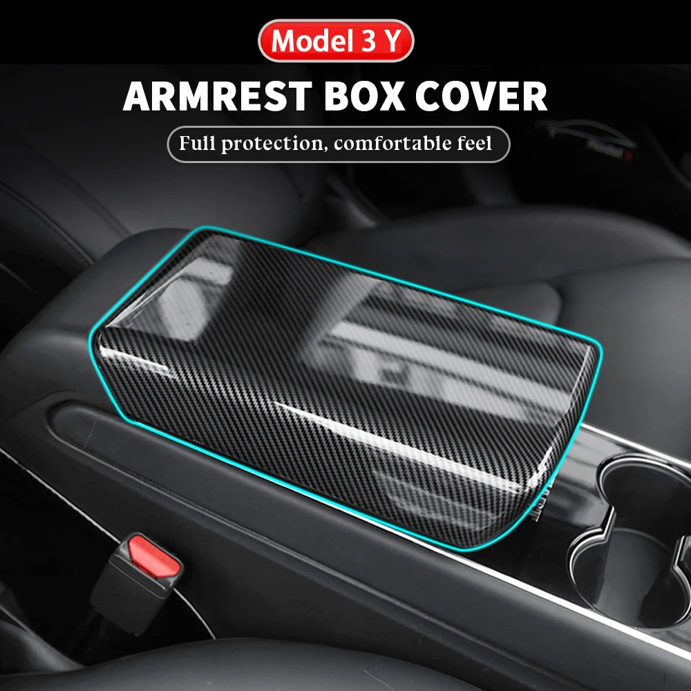 ABS Car Center Console Armrest Cover Arm Rest Box Protection Decoration Sticker for Tesla Model 3 Y 2017-2023 Auto Accessories