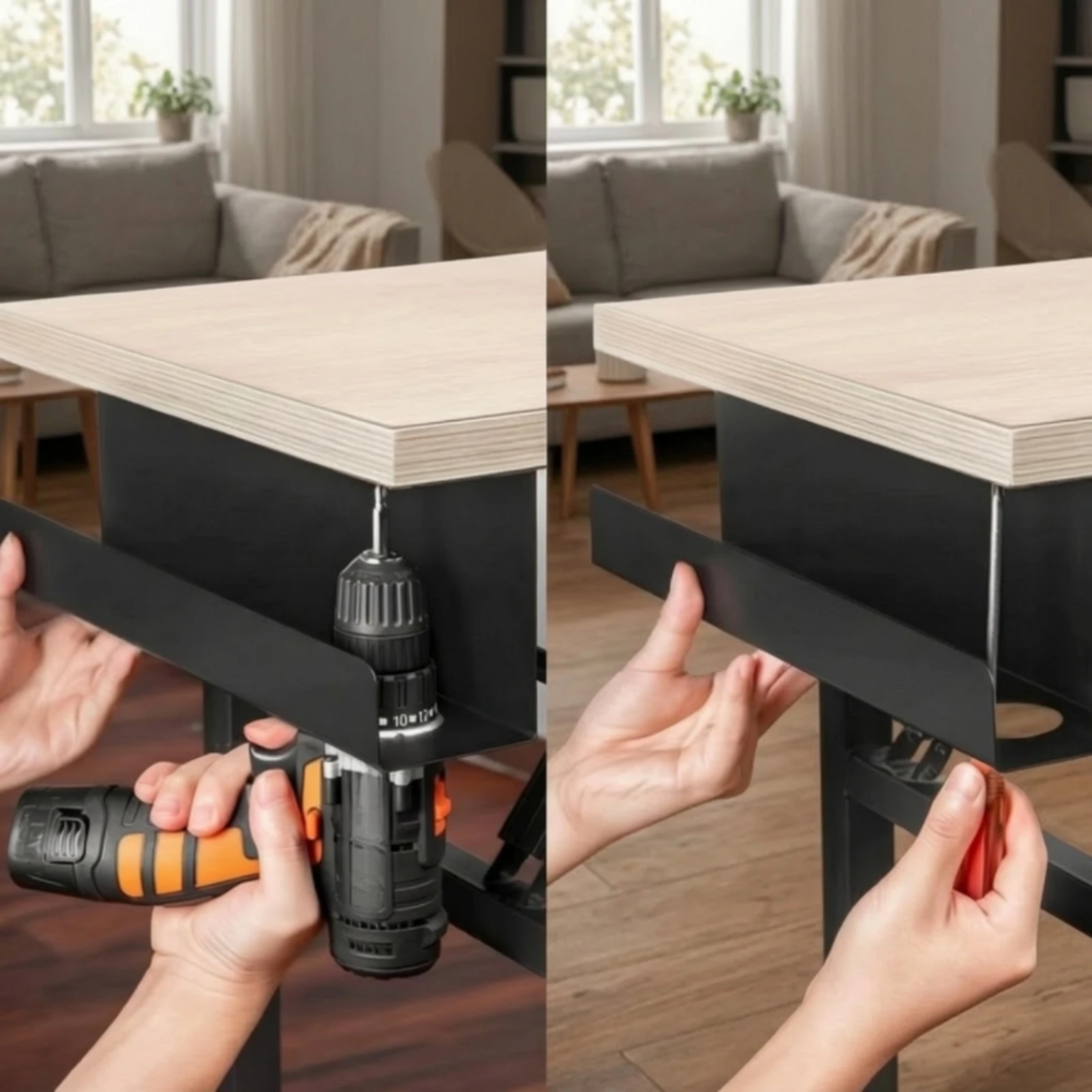 Under-Desk Cable Management Tray with Pass-Through Openings Sturdy Carbon Steel Under-Desk Cord Tray Compact for Home Office
