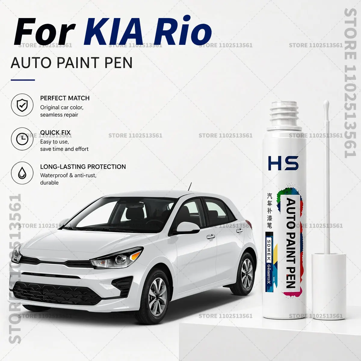 For KIA RIO Automotive Touch Up Paint Pen – Restore Car Paint & Remove Scratches black yellow Clear white Silver Currant red