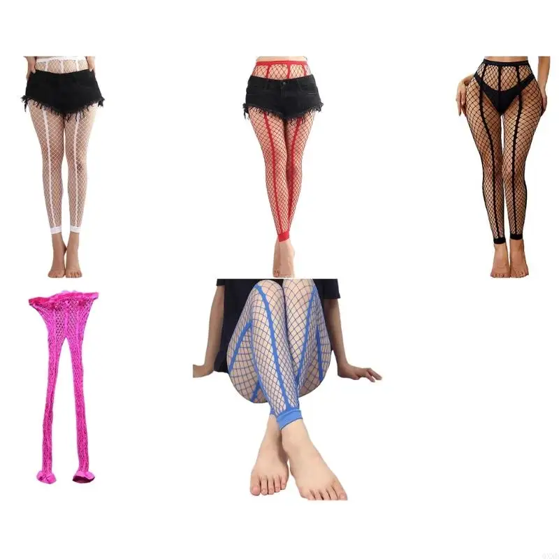 QXND Phụ nữ cao eo Fishnet không chân quần legging có hoa văn không chân quần lót pantyhose sheer fishnet đùi quà tặng cao