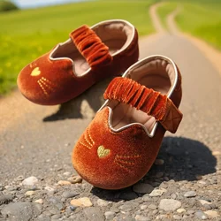 Girls' Velvet Princess Shoes Single Shoes Cute Cartoon Anti Slip Soft Bottom Baby Indoor Kindergarten Mary Jane Children's Shoes