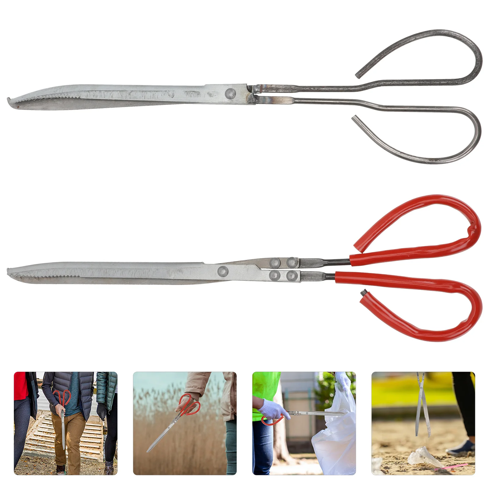 

2pcs Multi-function Scissor Tong Anti-Slip Clip Serrated Clamp Loach Crab Kitchen Tool Stainless Steel Plastic Material