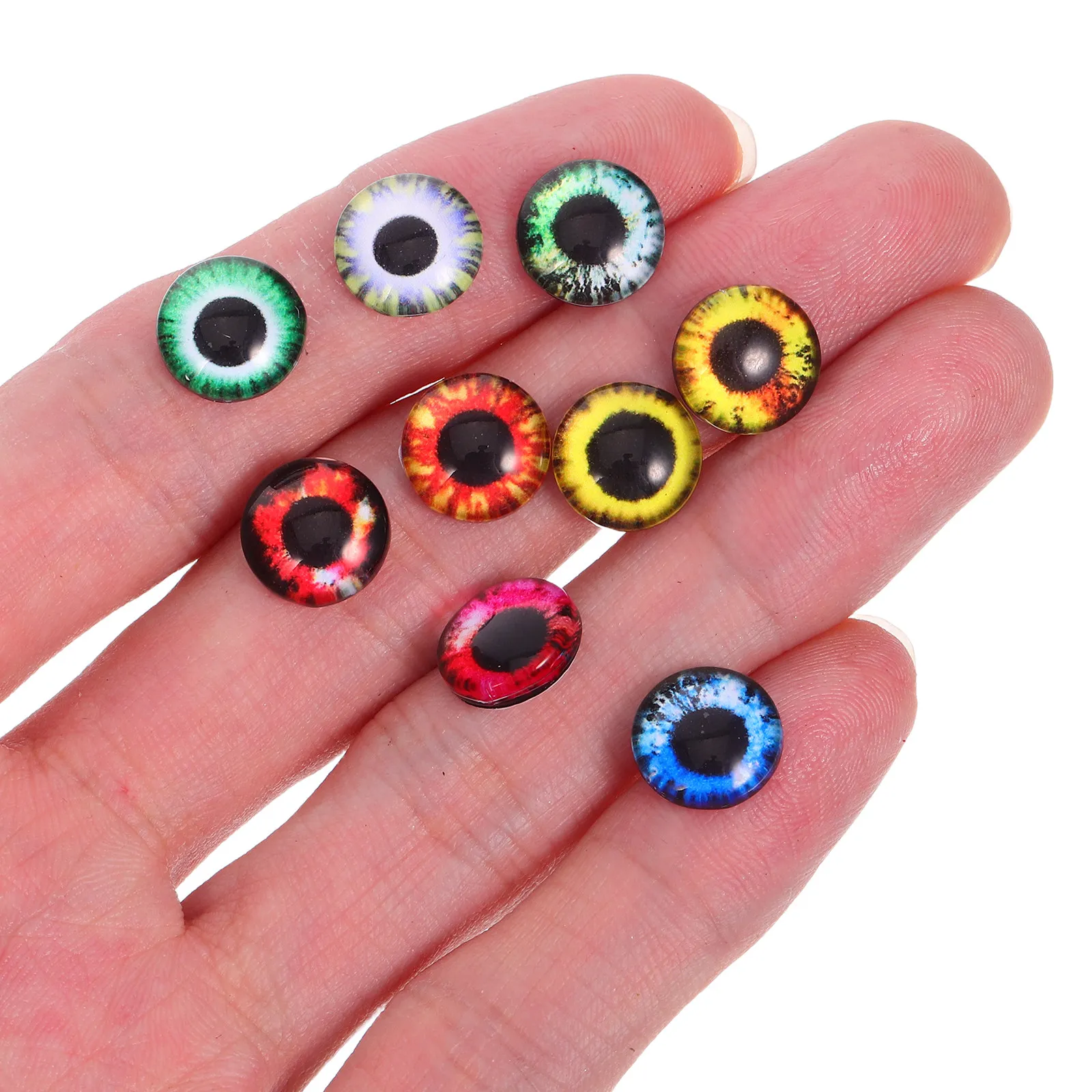 

100Pcs Glass Flat Bottom Dragon Eye Cabochons Realistic Animal Eyes for DIY Crafts Jewelry Making Halloween Decorations Flat