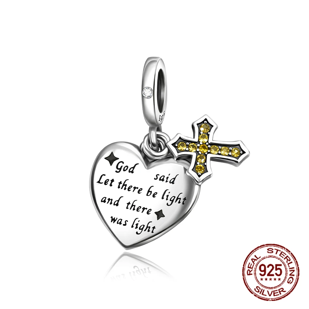

Стерлингового Серебра 925 пробы God Said Let There Be Light and There Was Light Подвеска подходит для оригинальных браслетов-подвесок для женщин DIY Ювелирные изделия в подарок