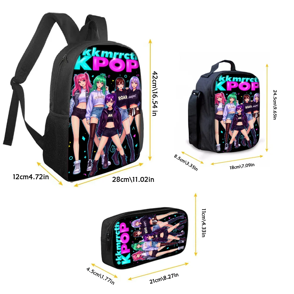 3pcs K-POP Group Print Backpack Lightweight Daily Large Capacity School Bag Travel Bag with Shoulder Bag Pencil Bags Perfect Gif