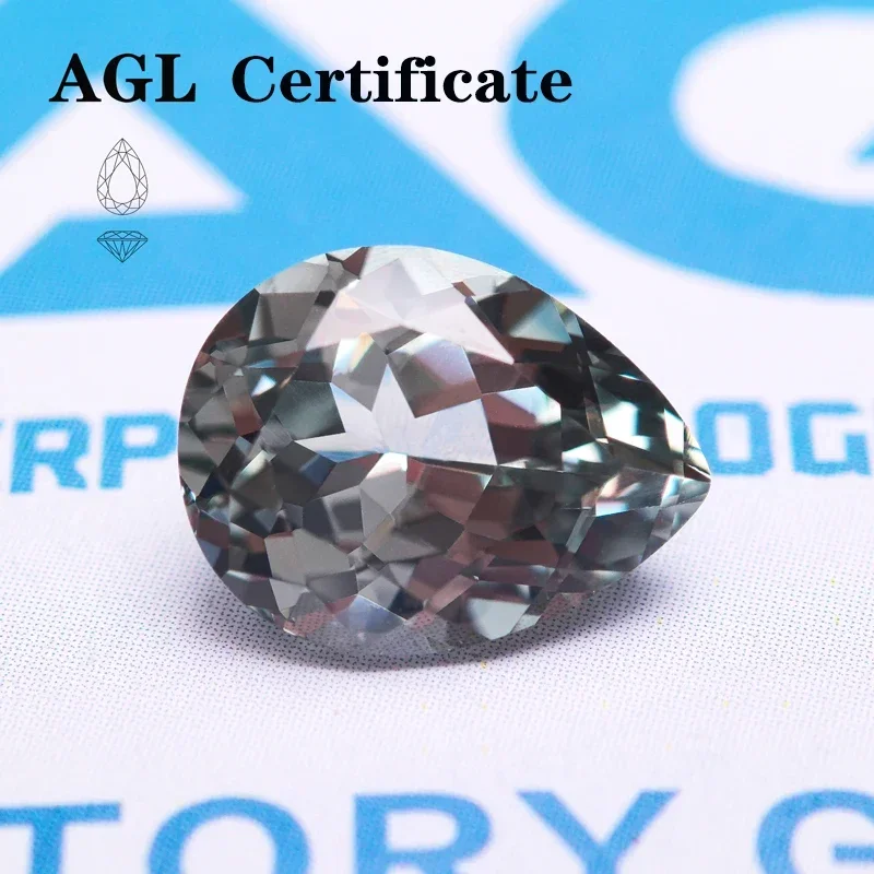 

Lab Grown Sapphire Pear Shape Green Charm Gemstone Advanced Jewelry Rings Making Extremely Shiny Quality AGL Certificate