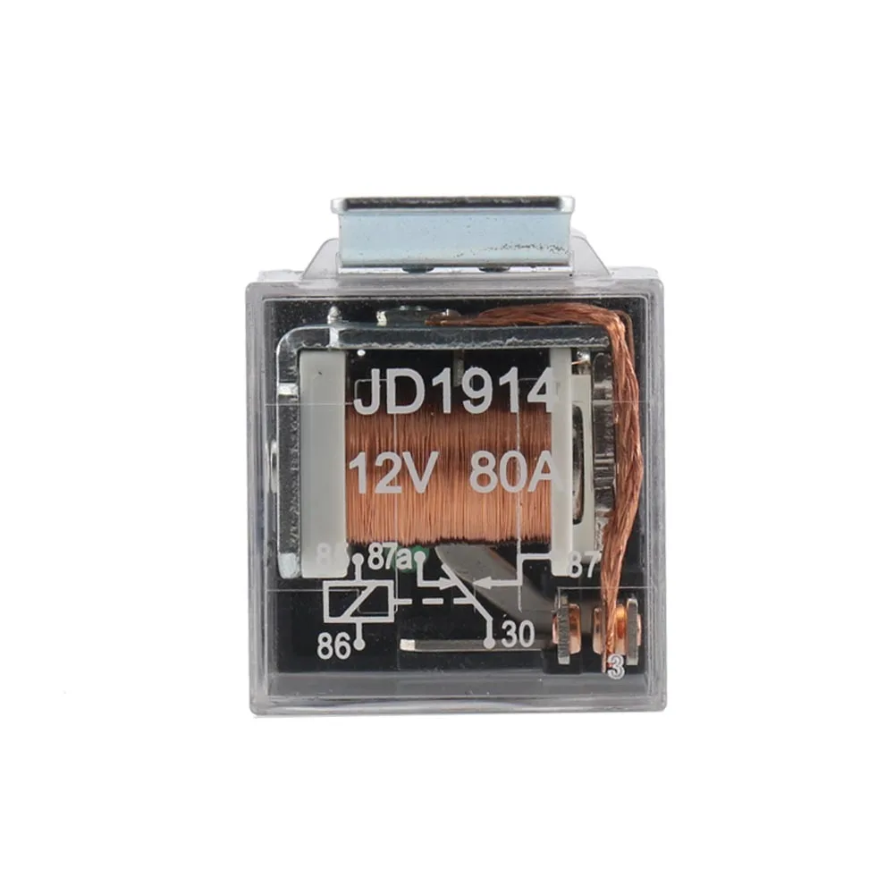 Auto Car Relay JD1914 12V 80A 5 Pin Transparent Type Switching Contact Form for Automobile Motorcycle Electronic Control Device