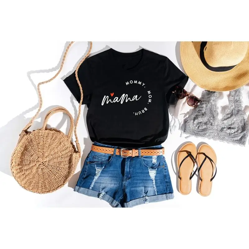 

Mama Mommy Mom Bruh T Shirt With Little Heart Mother'S Day For