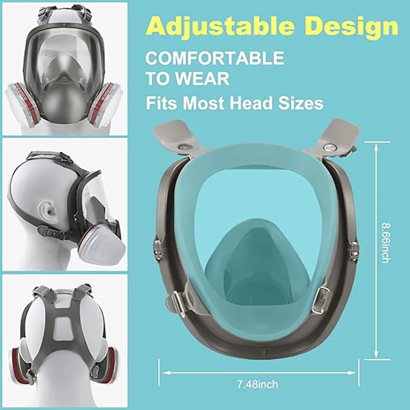 6800 Full Face Respirator Mask (17-in-1 Kit) with 2091 Dust Filter - Protection Against Organic Gases, Paint Spray,  Dust.