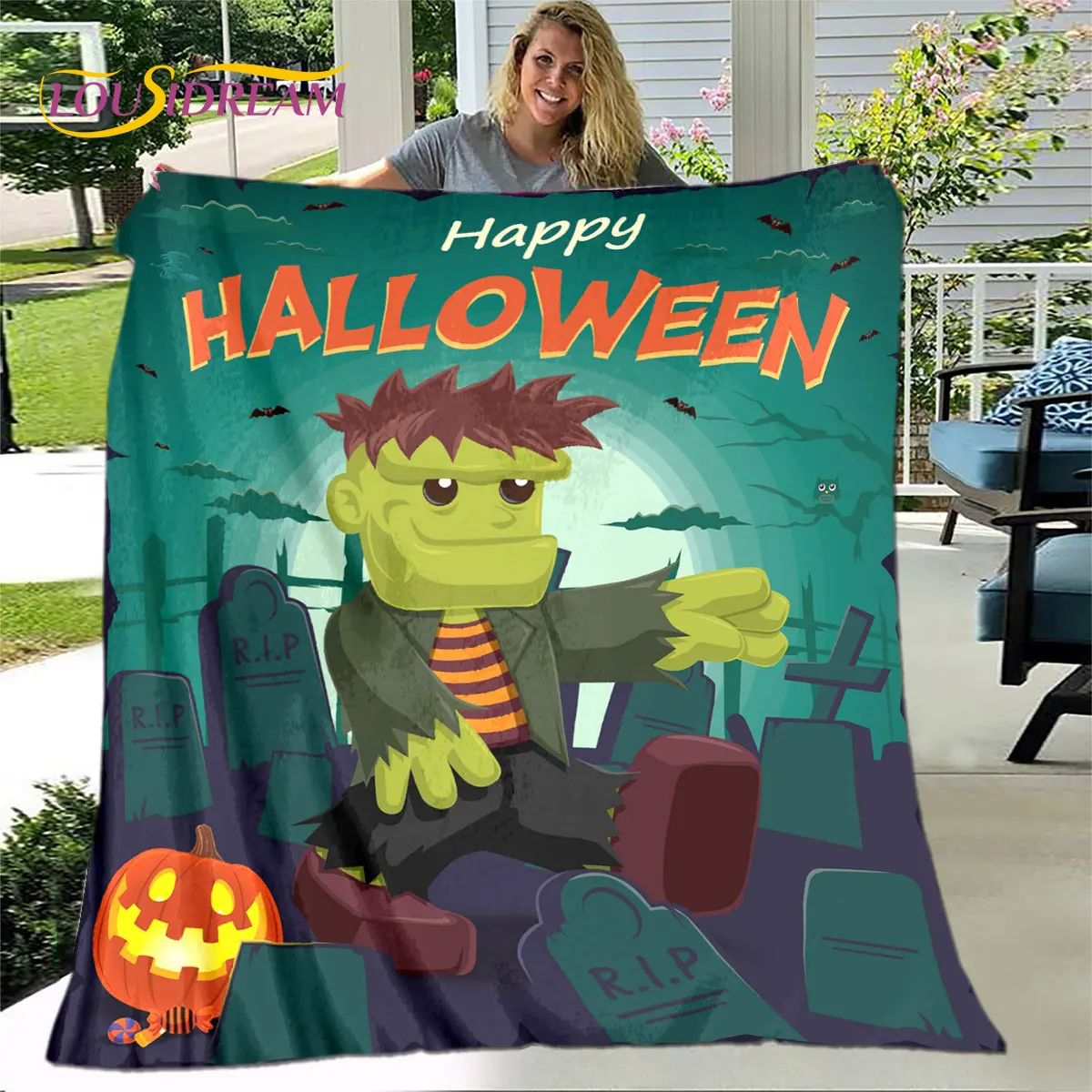 

Halloween New Year Horror Cartoon Blanket,Flannel Blanket Throw Blanket,Soft Warm Blanket for Living Room Bedroom Beds Sofa Gift