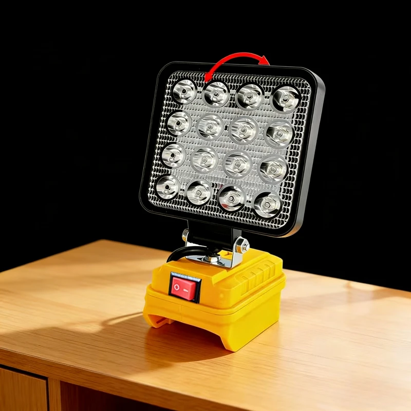 

Светодиодный рабочий фонарь для аккумулятора Dewalt 18V, 140 ° Поворотный беспроводной прожектор с двумя USB-портами, суперяркий аварийный фонарь для автомобиля