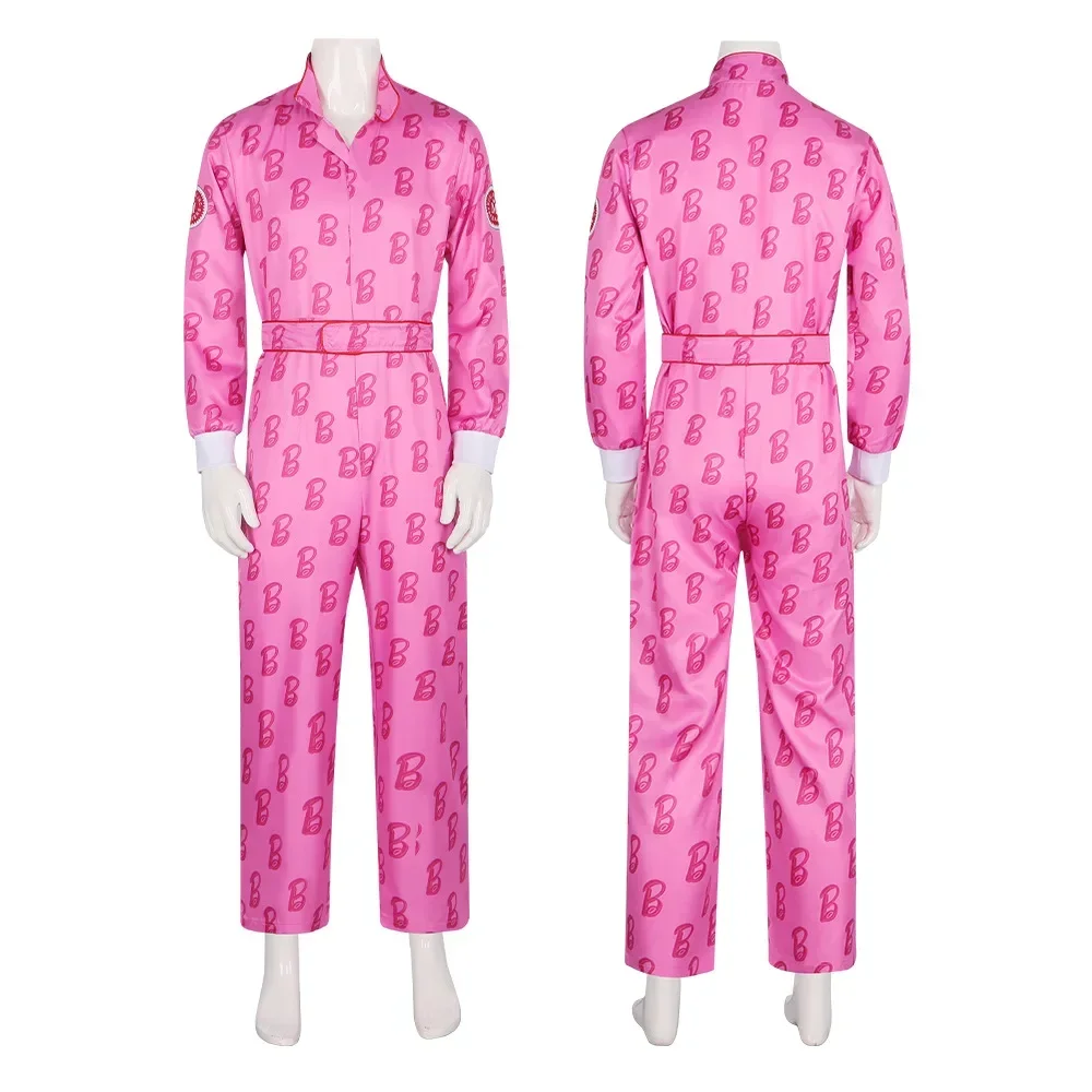 

Movie Princess Ryan Gosling Cosplay Costume Pink Jumpsuit Belt Outfits Boys Men Adult Halloween Carnival Party Disguise Roleplay