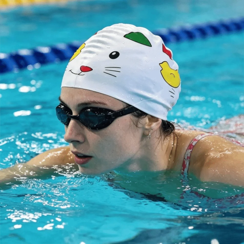 New Style Elastic Swimming Cap Enlarged Silicone Swim Cap Waterproof Comfortable Silicone Swimming Hat Safe Swimming