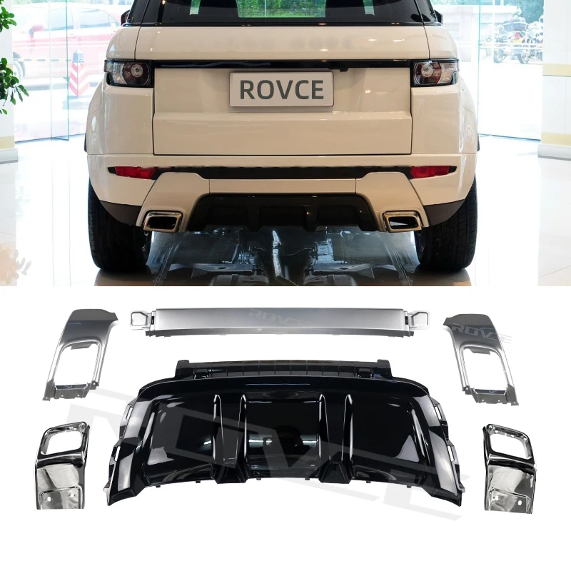 

ROVCE Rear Bumper False Tail Throat Exhaust Pipe Trim Kit For Land Rover Evoque 2012-2018 year Model Dynamiv Style L538