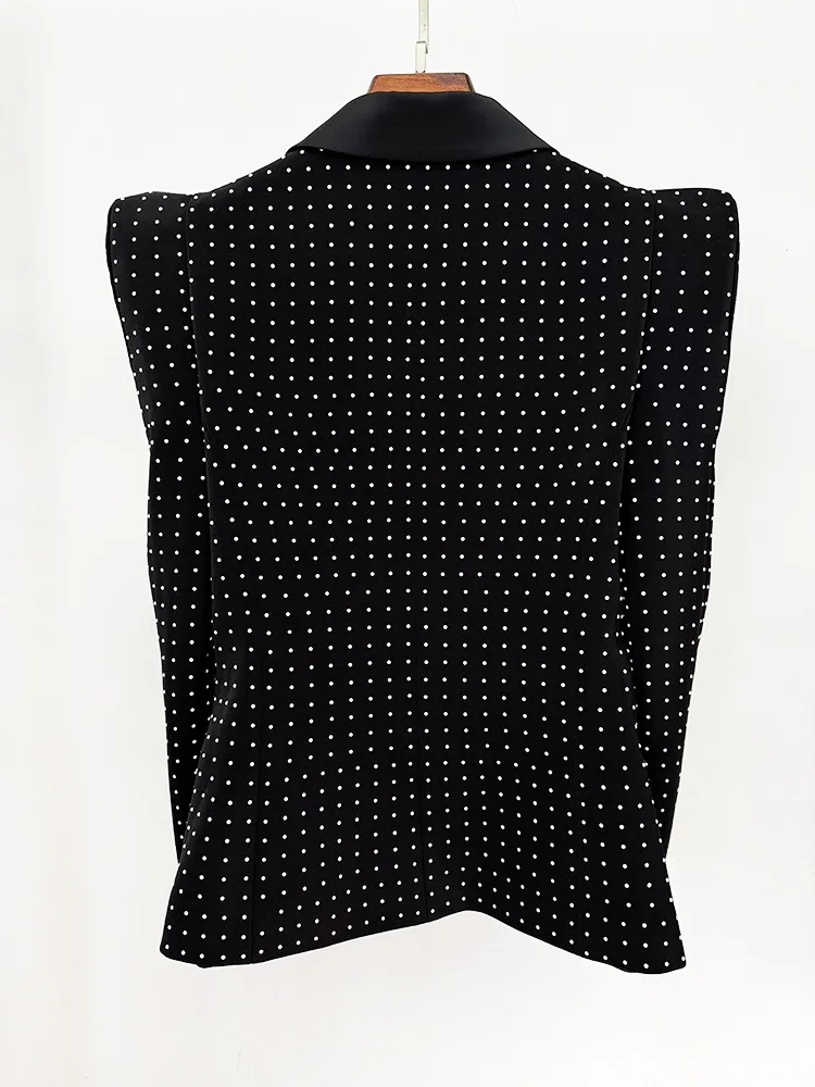 HIGH QUALITY New Fashion 2026 Designer Blazer Suit Set Women\'s Single Button Diamonds Beaded Blazer Pearl beading Skirt Sets