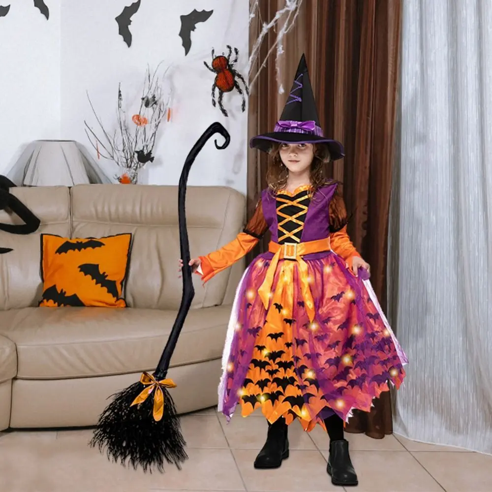 Decorazione per feste di Halloween scopa per streghe con nastro-accessorio e bomboniere per Photo Booth perfetti per celebrazioni spettrale