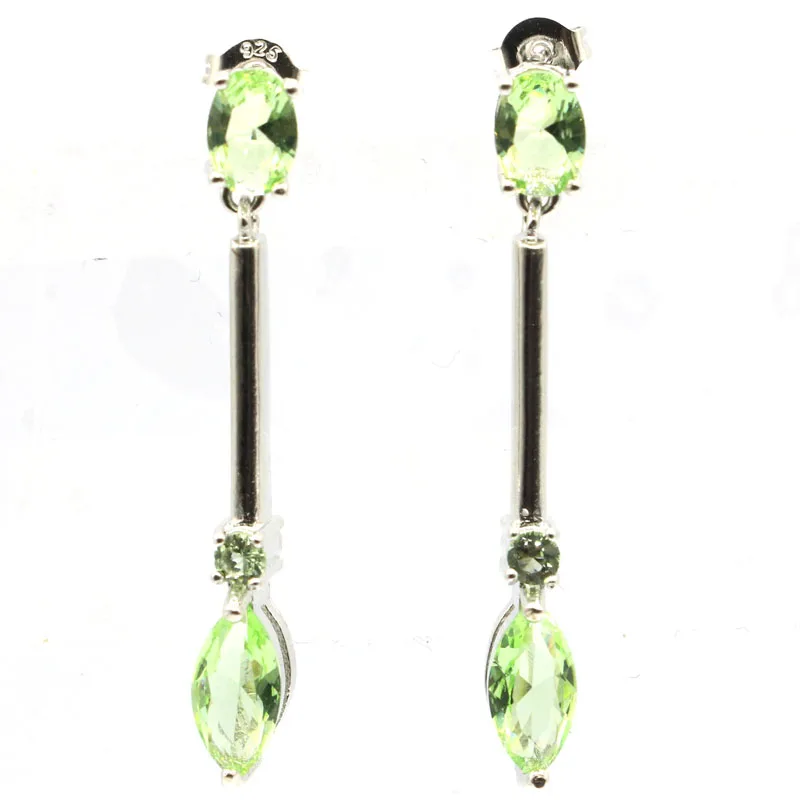 

Buy 3 Get 1 Free 40x5mm Romantic 5.3g Green Tsavorite Garnet Pink Tourmaline Woman's Wedding Silver Earrings