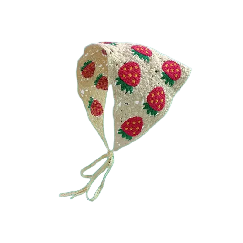 Haarband Damen-Haarschmuck, modischer gestrickter, gehäkelter, hohler Dreiecksschal, süßes und süßes, florales Kopftuch im Girly-Stil – Detail 6