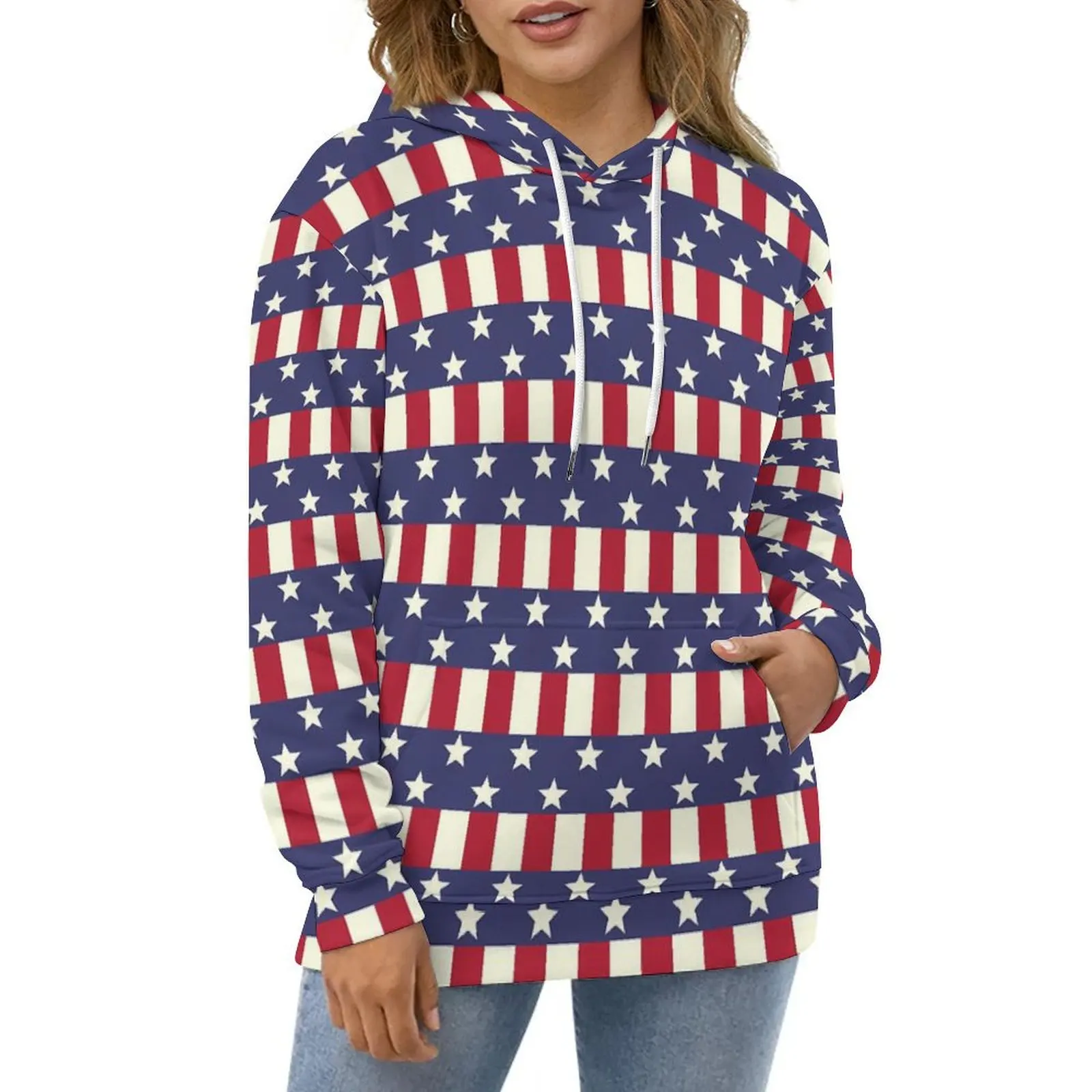 

Patriotic USA Flag Hoodies Stars and Stripes Street Fashion Casual Hoodie Long Sleeve Kawaii Custom Sweatshirts Big Size