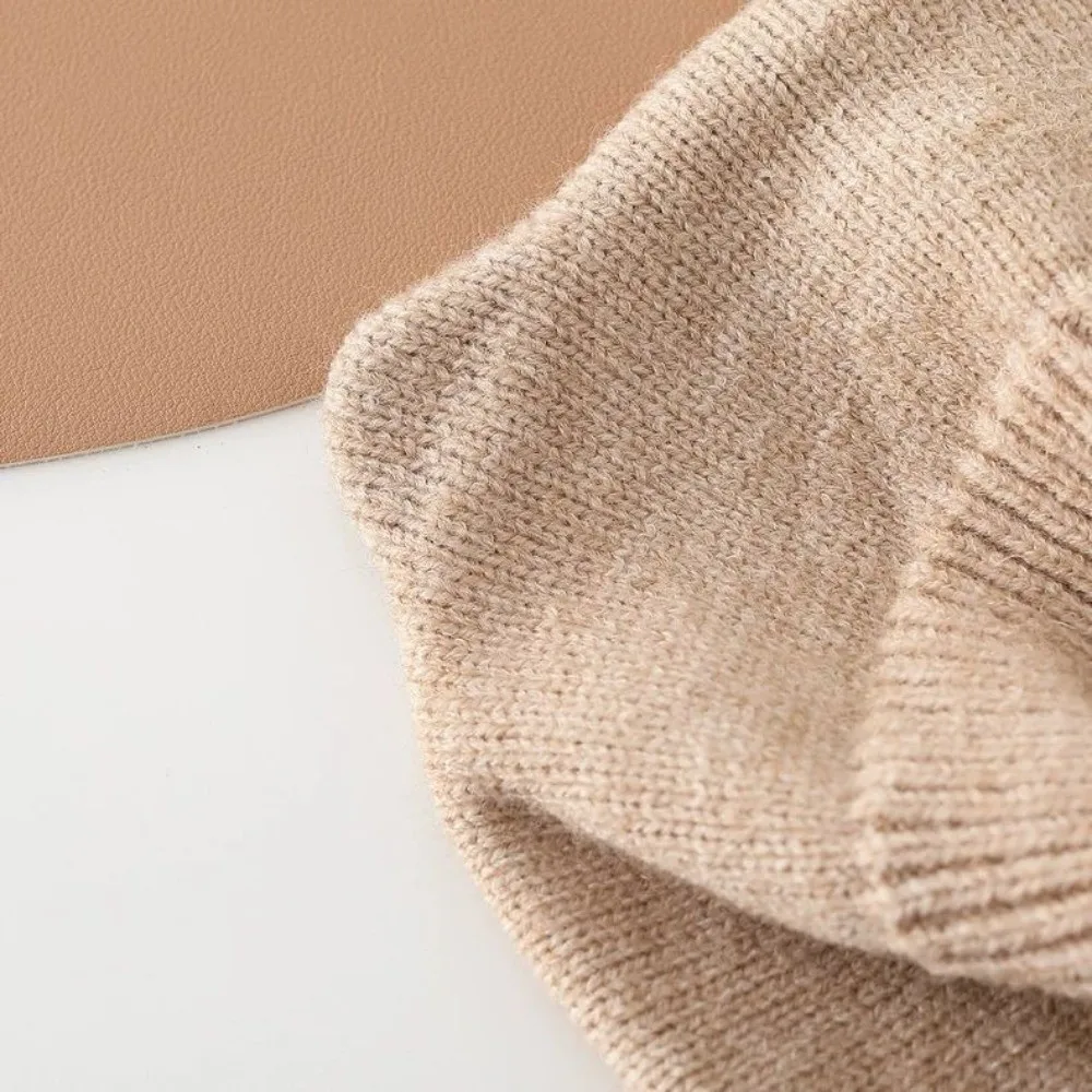 New Warm Woolen Baby Balaclava Hat Ear Protection Solid Color Knitted Beanie Cap Soft Windproof Winter Toddler Hat Boy Girl - view 3