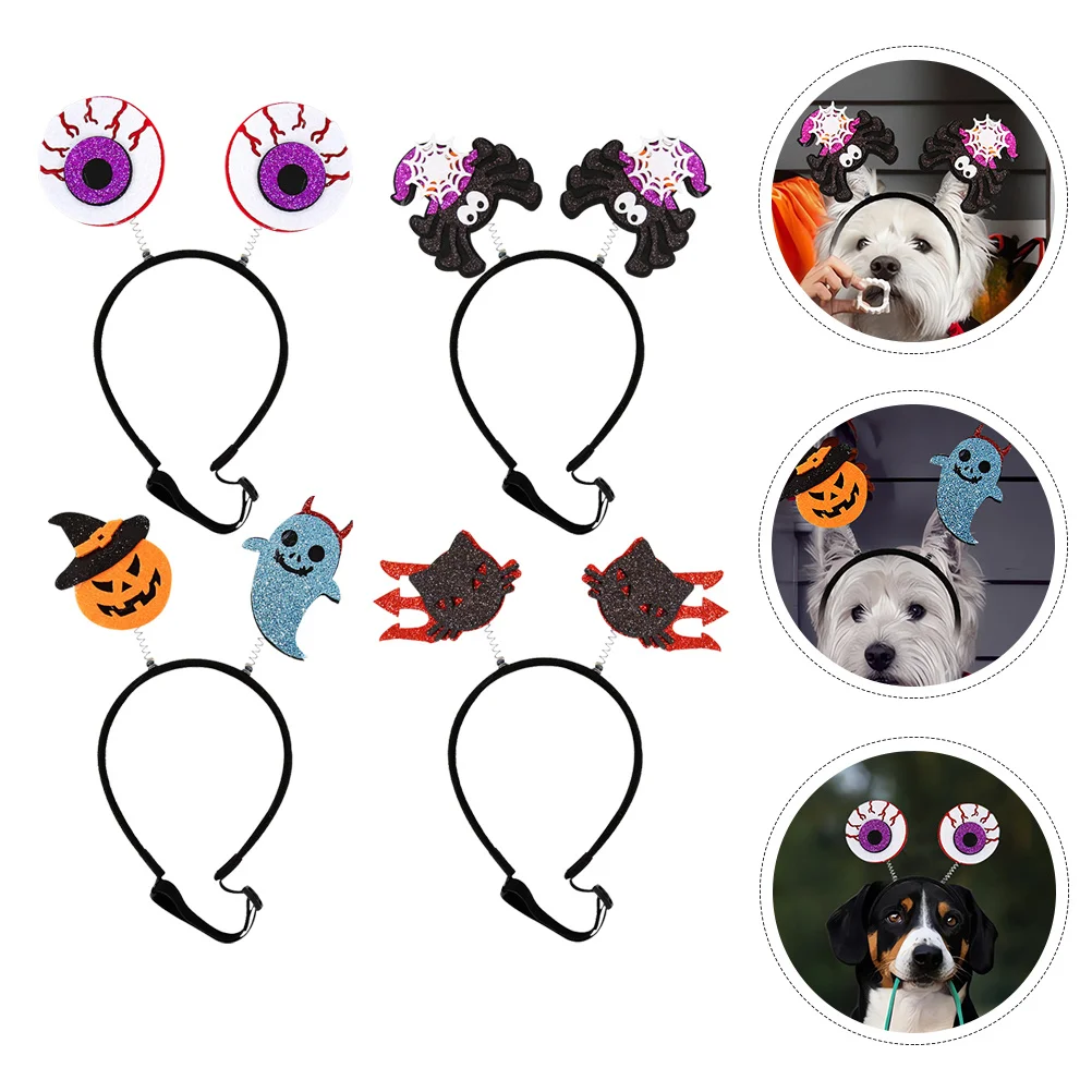 

4 Pcs Gothic Performance Play Doggy Headband Halloween Party Headbands Pet Headdress Bulk Costume