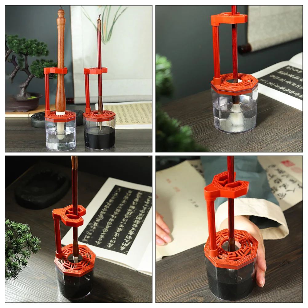 

Calligraphy Brush Holder Plastic Ink Storage Brush Stand for Painting Writing Supplies Chinese Calligraphy Pen Rack