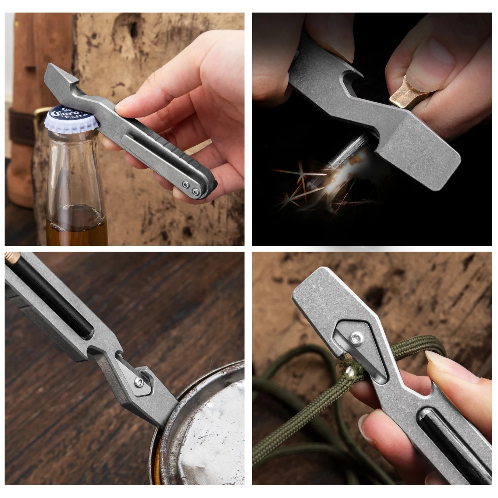 TC4 Titanlegierung Brecheisen Flaschenöffner Schraubendreher EDC Multifunktionswerkzeug Schraubenschlüssel Handwerkzeug für Outdoor und Camping – Detail 14