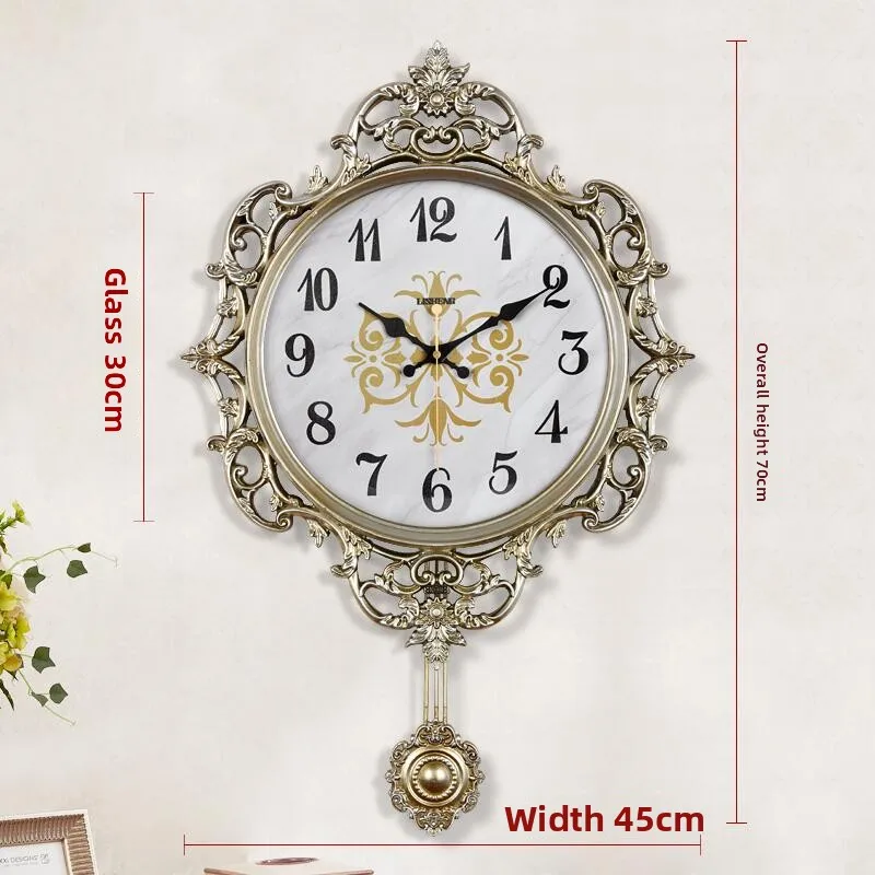 European Style Stylish Silent Wall Clock Art Design Quartz Clock Vintage Interior Decoration Clock Mural Living Room Decoration