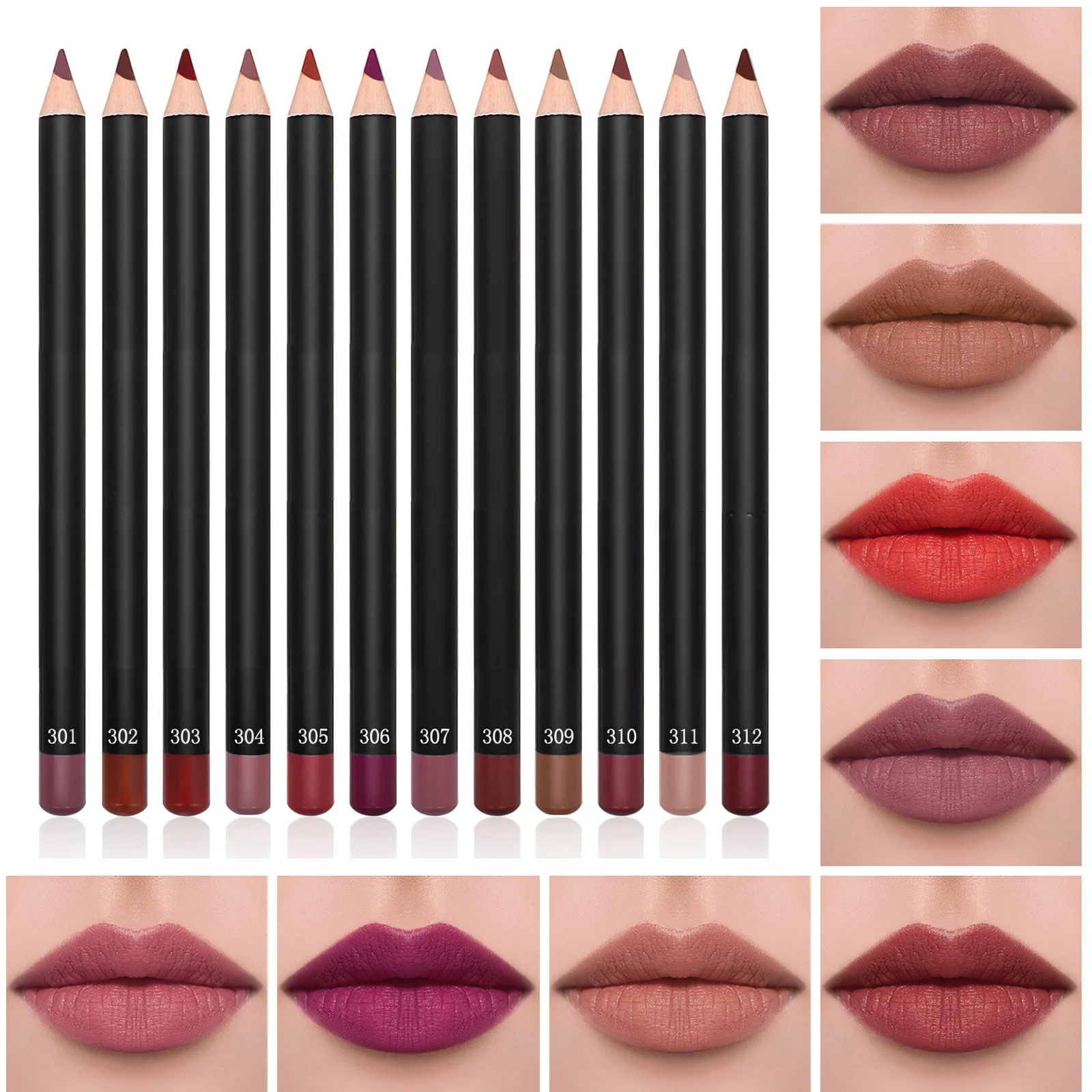 12pcs Line Pencils Makeup Supplies Set 12 Colors Long Lasting Lip Pencil For Women Smudge Proof Lip Makeup Tools