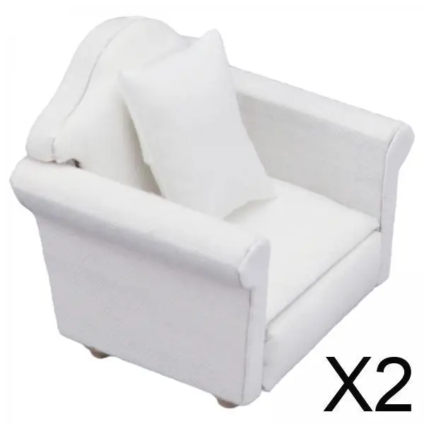 

Modern White Dollhouse Sofa Miniature Wooden Furniture Couch 1 12 Scale Accessories for Kids Dream House
