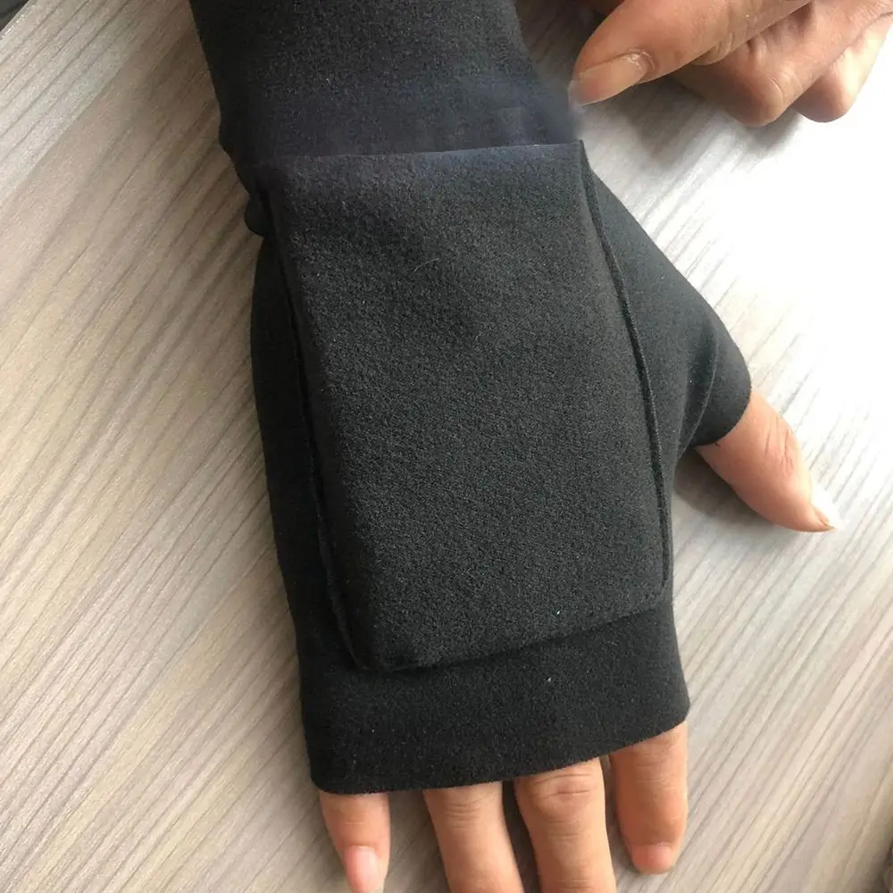 여성용 따뜻한 손가락 없는 장갑, 부드러운 터치 스크린 벨벳 장갑, 단색 반 손가락 장갑, 겨울 패션