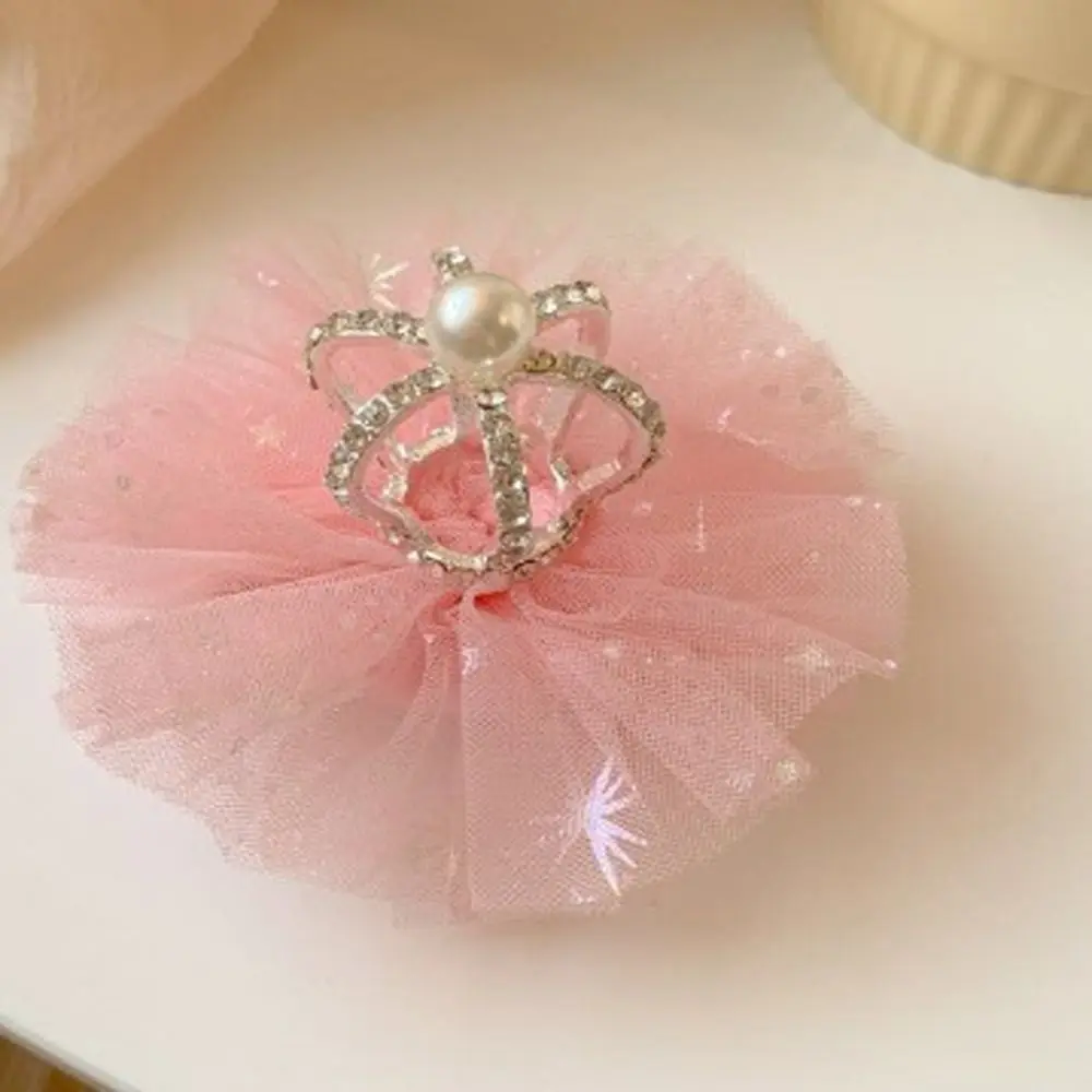 Adorable Lovable Fashion Headdress Gauze Pearl Tiara Rhinestone Girl Hairpin Hair Accessory Hair Clip Headwear