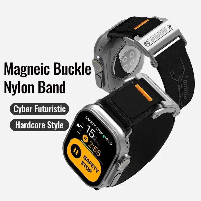 

Magnetic Nylon Strap for iWatch Series 10/Ultra 2 49mm, Breathable Velcro Band for 45/44/41/40mm Series 9/8/7/6/5/4/SE2,