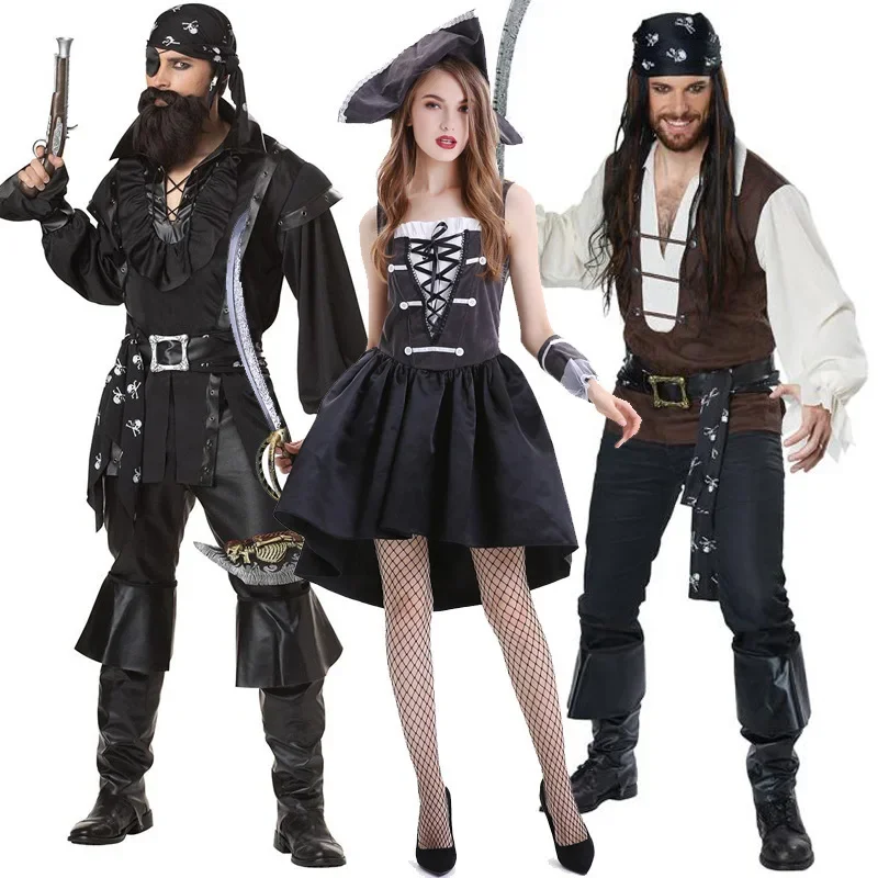 Services.com 7.5 Pirates des Caraïbes Cosplay Costume pour Homme et Femme, Costumes de Carnaval d'Halloween, Ensemble de Jeu Trempé, Couple Wlwear