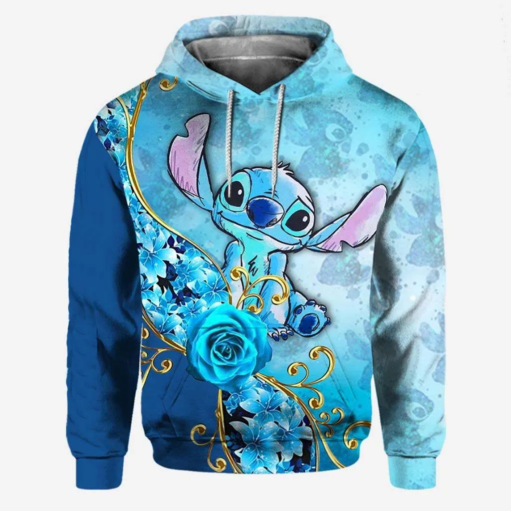 2024 New Stitch Cartoon Anime Men Hoodie Fashion Merry Christmas Children Pullover Tops Spring Autumn Women Oversized Sweatshirt