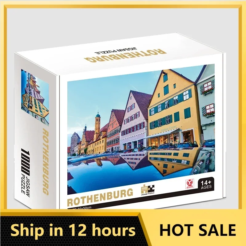 

70*50cm Adult Puzzle 1000 Pieces Paper Jigsaw Puzzles The Rothenburg Famous Painting Series Learning Education Craft Toys Gifts