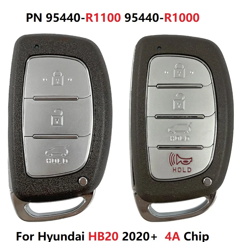 CN020306 PN 95440-R1100 95440-R1000 For Hyundai HB20 2020+  4A Chip 433Mhz Remote 3/4 Button  Smart Car Key