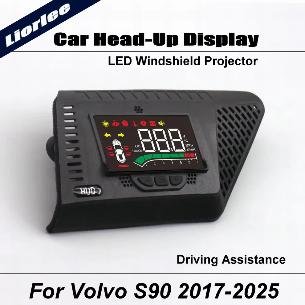 Car LED Projector For Volvo S90 2017-2025 HUD Head-Up Display Auto Windshield Safe Driving Assistance Accessories